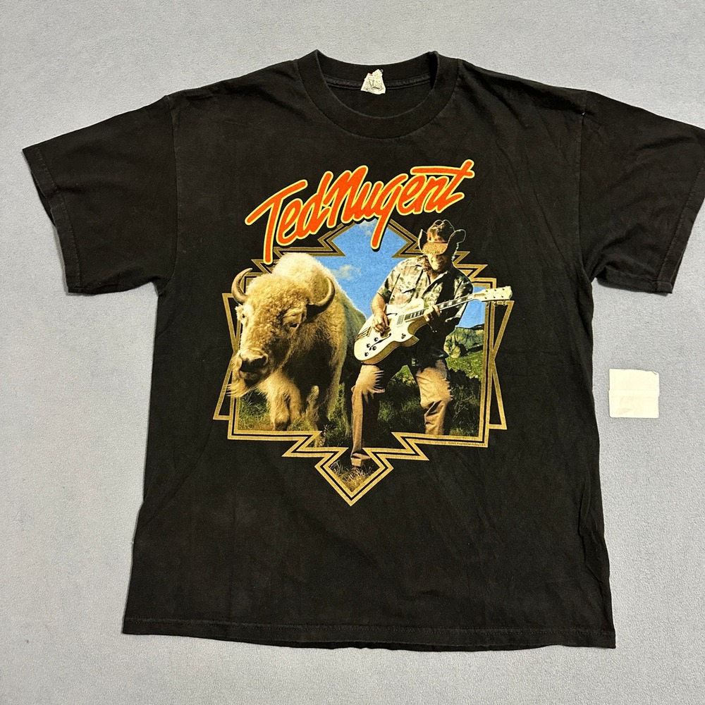 Ted Nugent White Buffalo Graphic T-Shirt Alstyle 2011 Rock Tee Black Mens Large